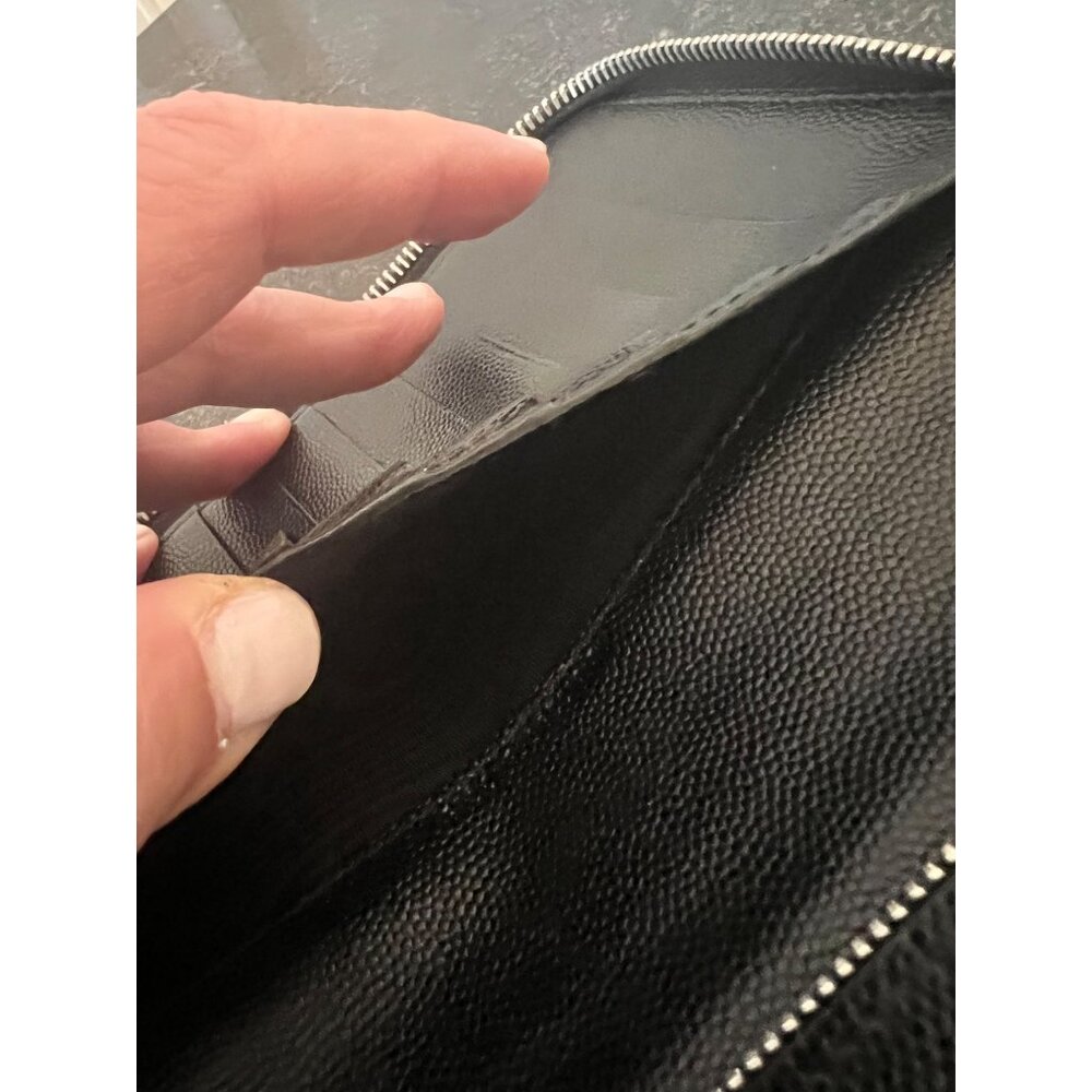 Saint Laurent Black Leather Zippered Wallet With Card Slots & Coin Pouch For Wom - Picture 10 of 11